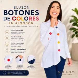 Blusón Botones de Colores en Algodón